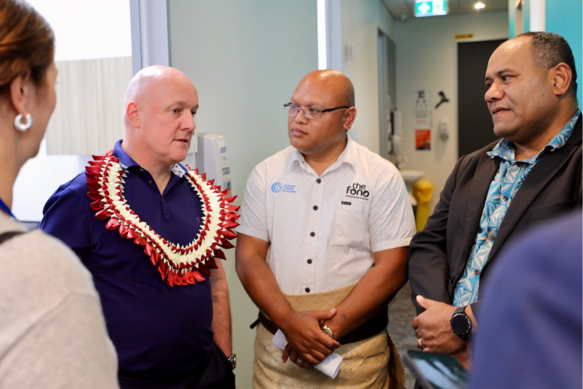 Prime Minister PM Christopher Luxon and  Shane Reti Visit The Fono City to launch flu immunisation campaign - in discussion with CEO Tevita Funaki & Chair Nacanieli Yalimaiwai 
